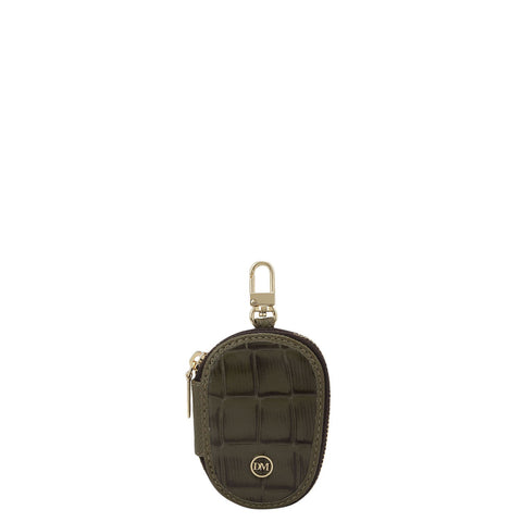 Croco Leather Key Chain - Military Green