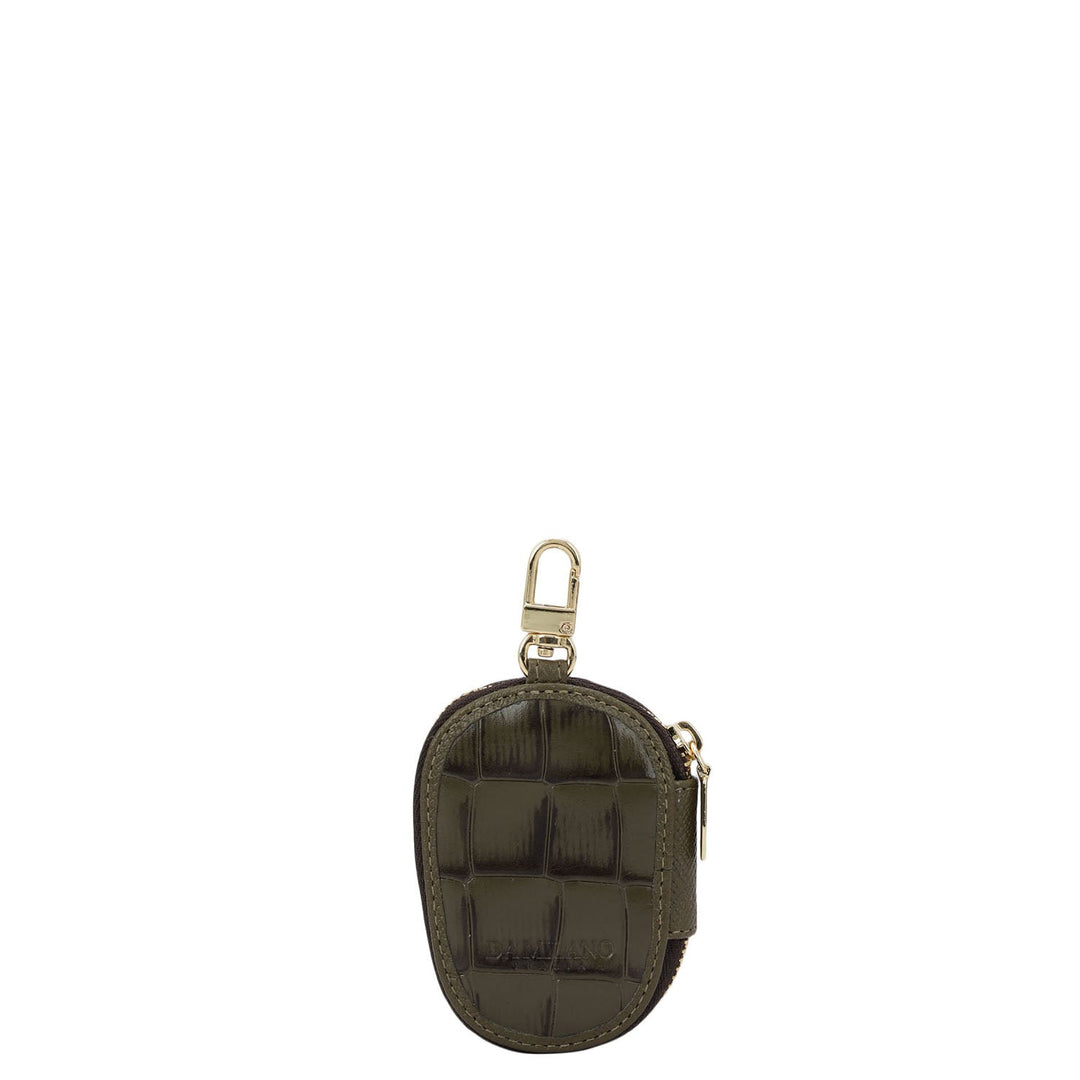 Croco Leather Key Chain - Military Green