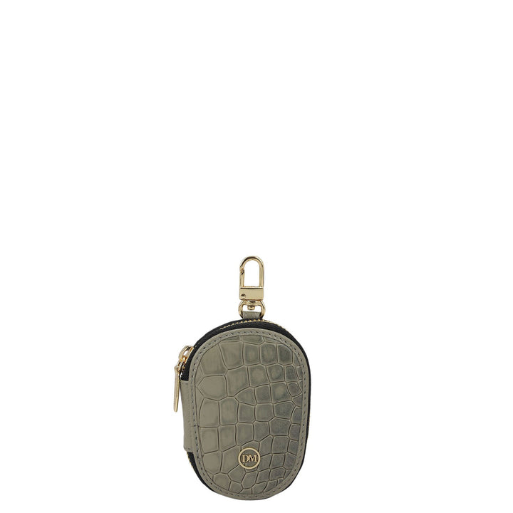 Croco Leather Key Chain - Stone Grey