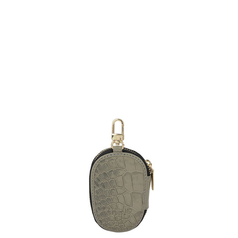 Croco Leather Key Chain - Stone Grey