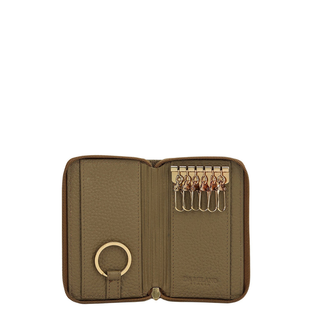 Wax Leather Key Chain - Olive