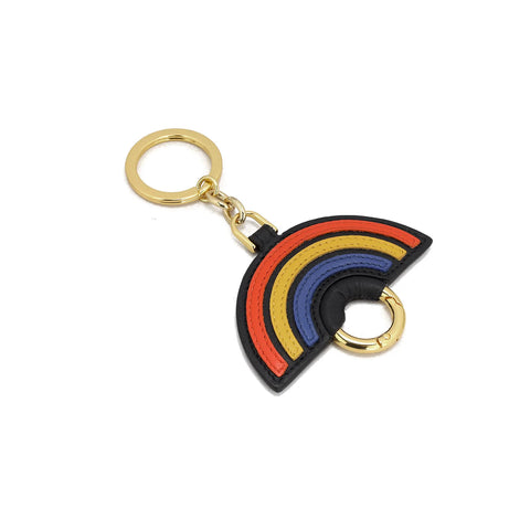 Wax Leather Key Chain - Black & Orange