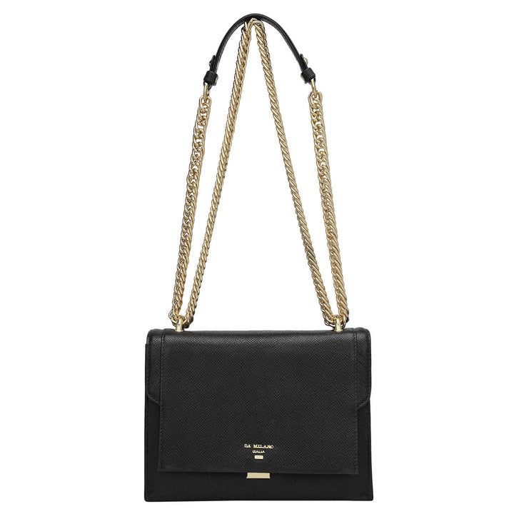 Small Franzy Leather Shoulder Bag - Black