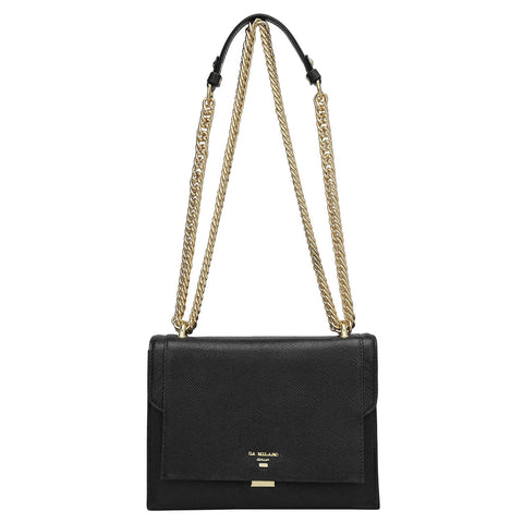 Da Milano Women's Leather Shoulder Bag - Small Franzy - Black