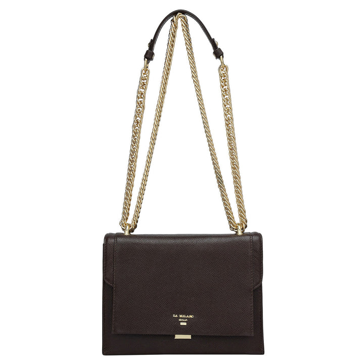 Small Franzy Leather Shoulder Bag - Chocolate