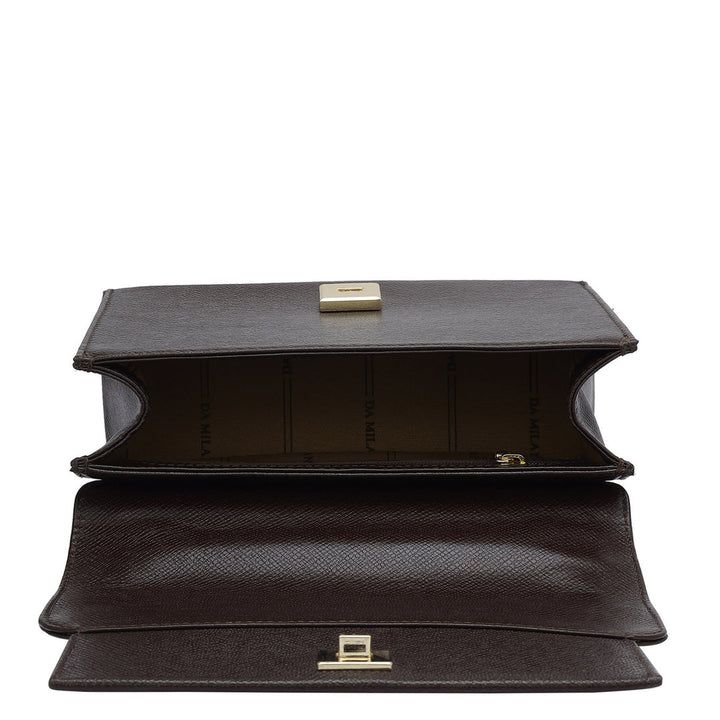 Small Franzy Leather Shoulder Bag - Chocolate