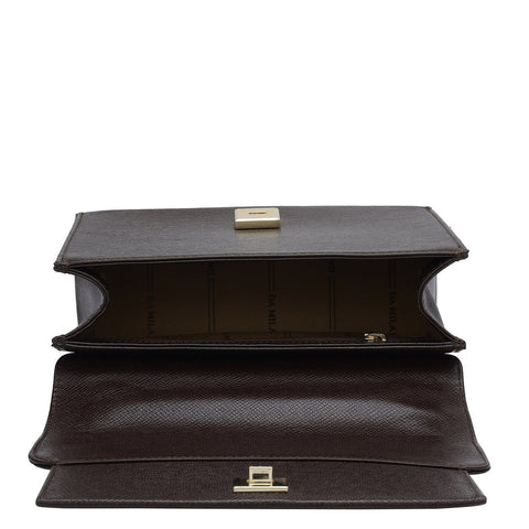 Small Franzy Leather Shoulder Bag - Chocolate