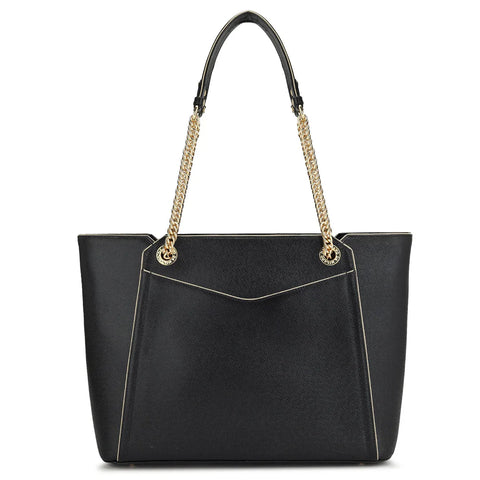 Large Franzy Leather Shoulder Bag - Black