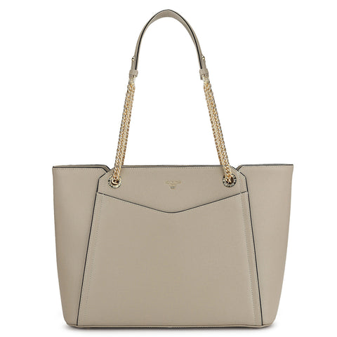 Large Franzy Leather Shoulder Bag - Chalk