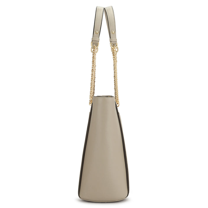 Large Franzy Leather Shoulder Bag - Chalk