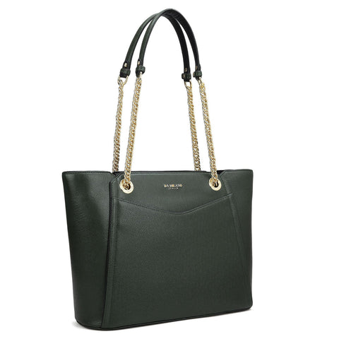 Medium Franzy Leather Shoulder Bag - Petrol Green