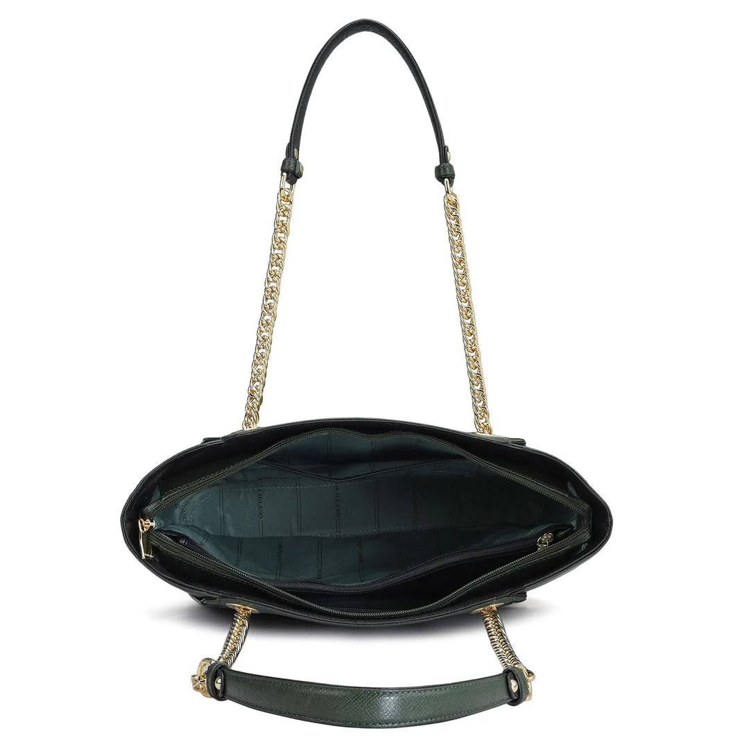 Medium Franzy Leather Shoulder Bag - Petrol Green