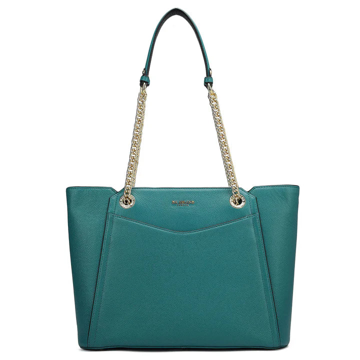 Medium Franzy Leather Shoulder Bag - Teal