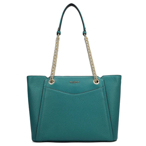 Medium Franzy Leather Shoulder Bag - Teal