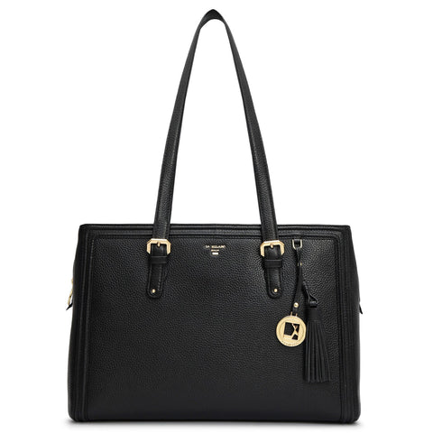 Large Wax Leather Shoulder Bag - Black