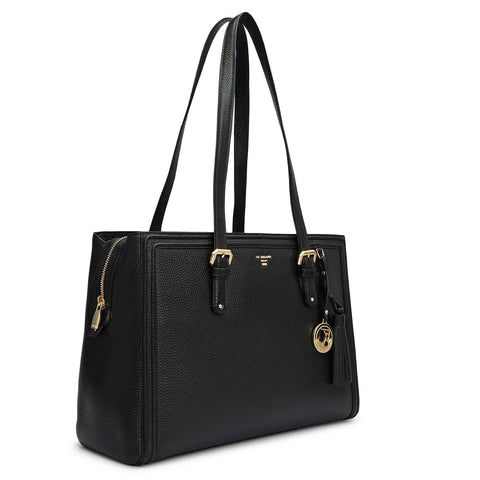 Large Wax Leather Shoulder Bag - Black