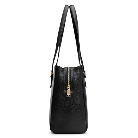 Large Wax Leather Shoulder Bag - Black