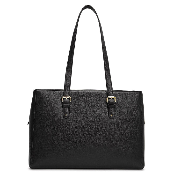 Large Wax Leather Shoulder Bag - Black