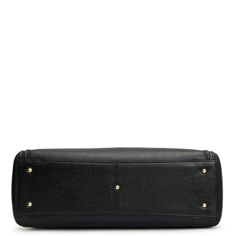 Large Wax Leather Shoulder Bag - Black