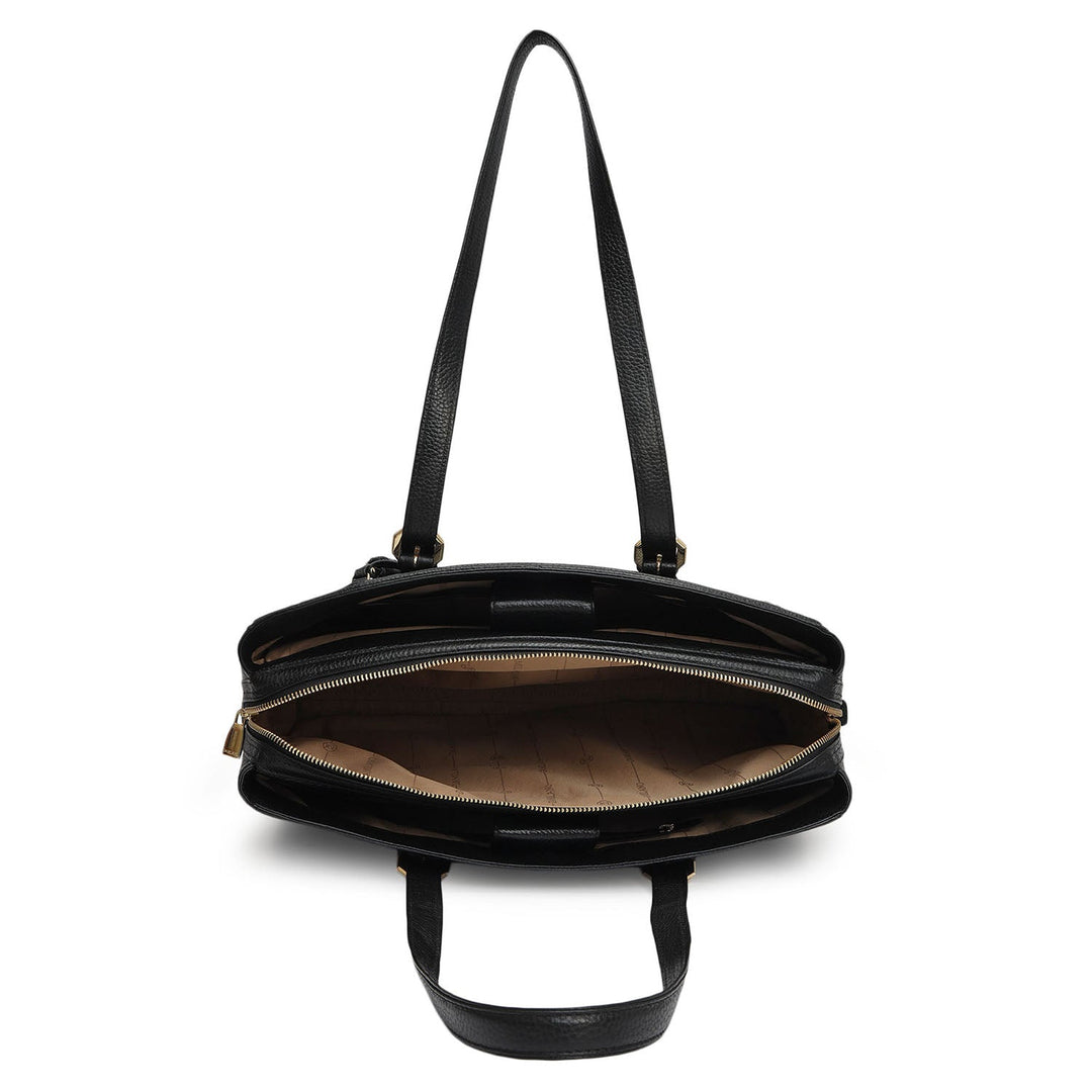 Large Wax Leather Shoulder Bag - Black