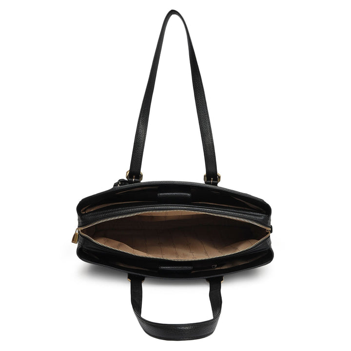 Large Wax Leather Shoulder Bag - Black