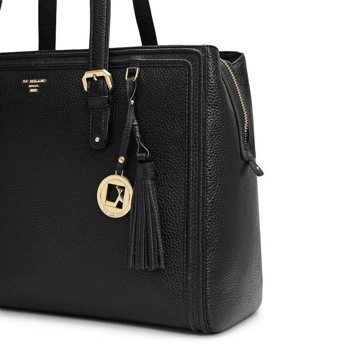 Large Wax Leather Shoulder Bag - Black