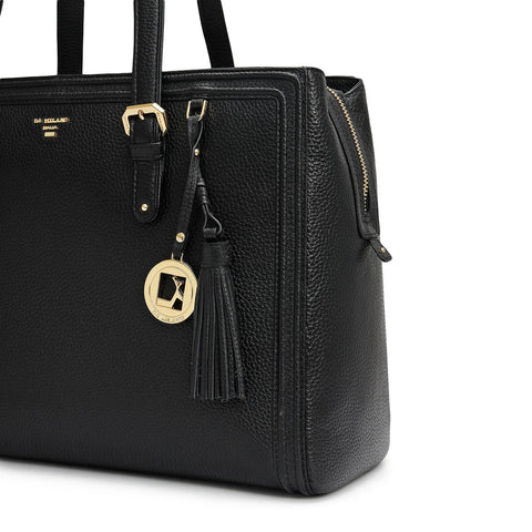 Large Wax Leather Shoulder Bag - Black