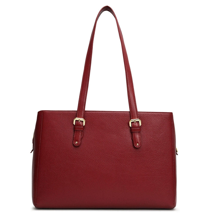 Large Wax Leather Shoulder Bag - Cherry
