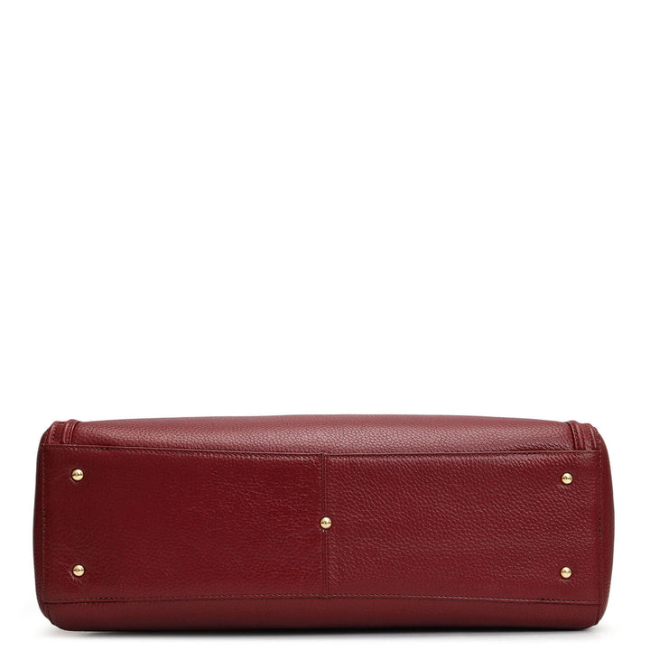 Large Wax Leather Shoulder Bag - Cherry