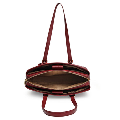 Large Wax Leather Shoulder Bag - Cherry