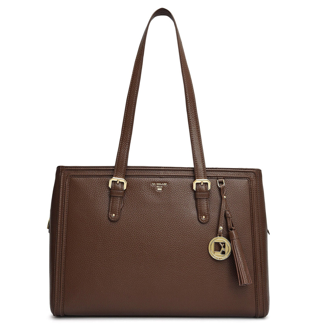 Large Wax Leather Shoulder Bag - Mocha