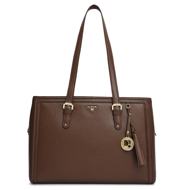 Large Wax Leather Shoulder Bag - Mocha