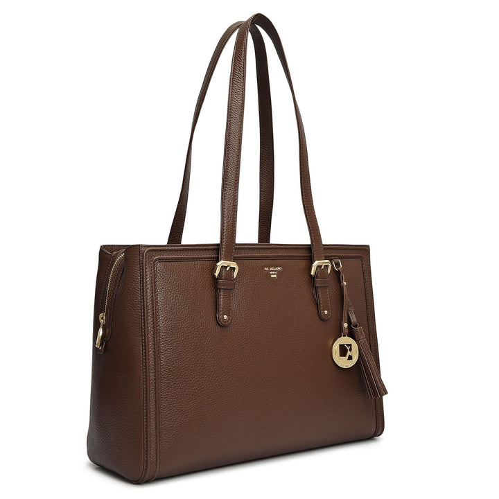Large Wax Leather Shoulder Bag - Mocha