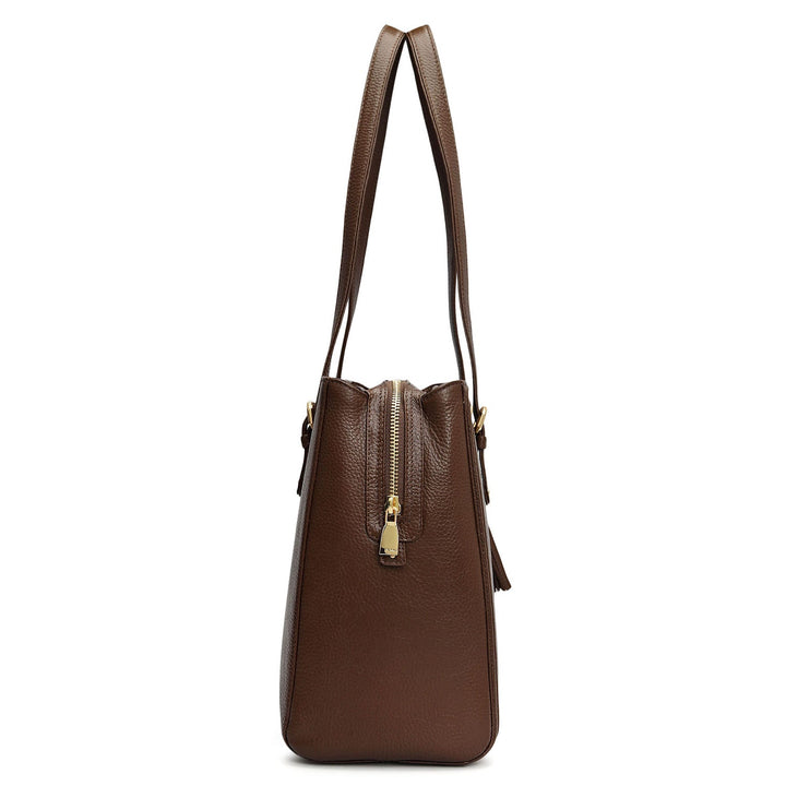 Large Wax Leather Shoulder Bag - Mocha