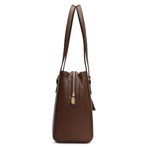 Large Wax Leather Shoulder Bag - Mocha