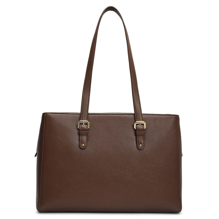 Large Wax Leather Shoulder Bag - Mocha