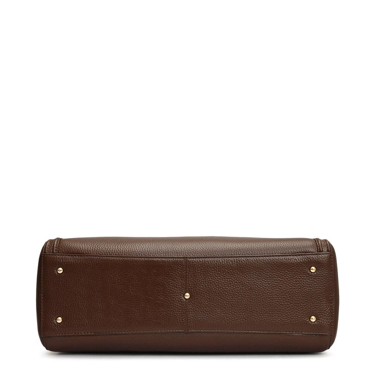 Large Wax Leather Shoulder Bag - Mocha