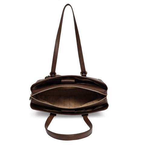 Large Wax Leather Shoulder Bag - Mocha