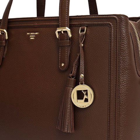 Large Wax Leather Shoulder Bag - Mocha