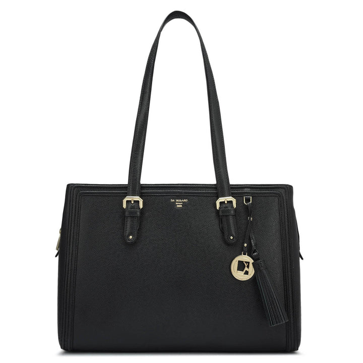 Medium Franzy Leather Shoulder Bag - Black