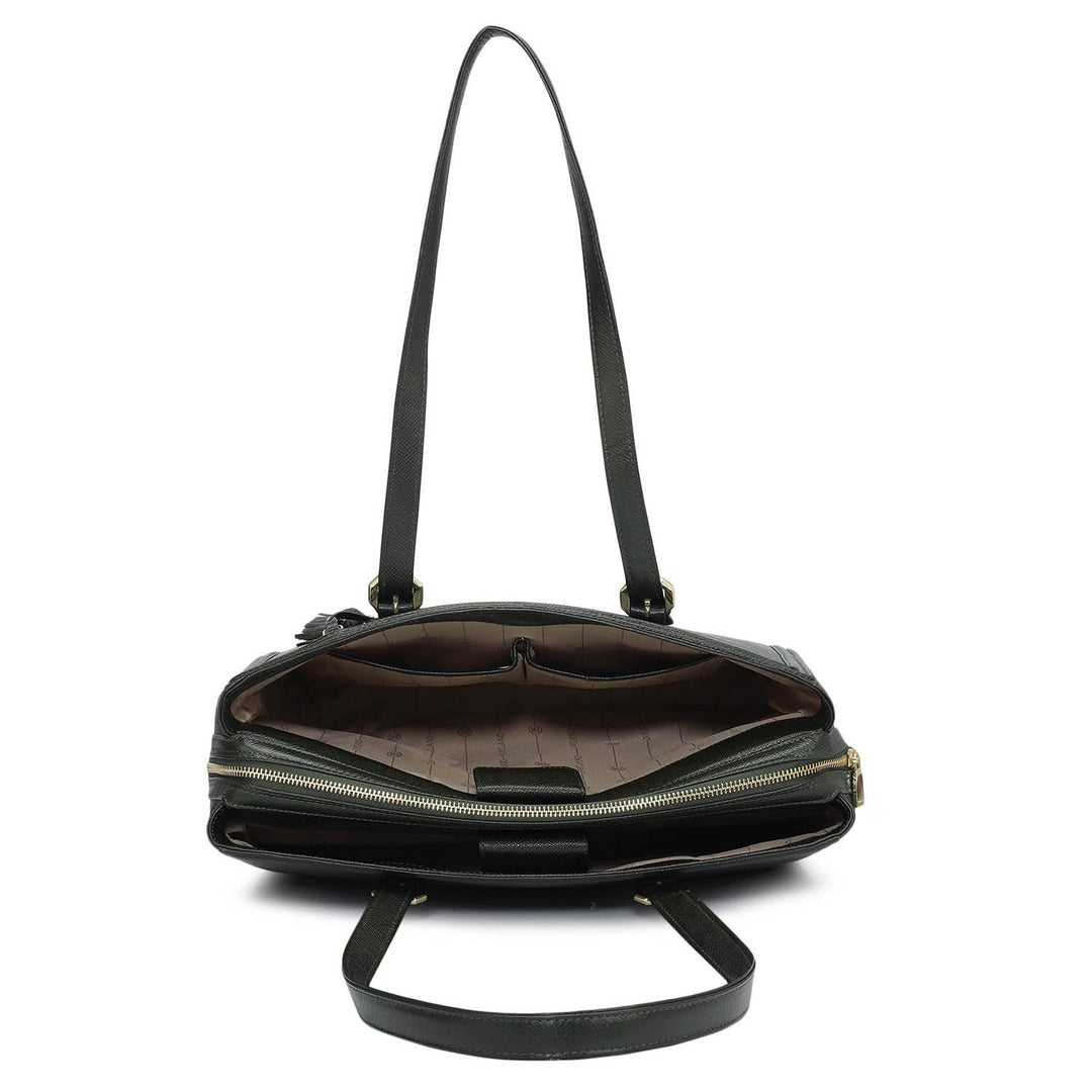 Medium Franzy Leather Shoulder Bag - Petrol Green