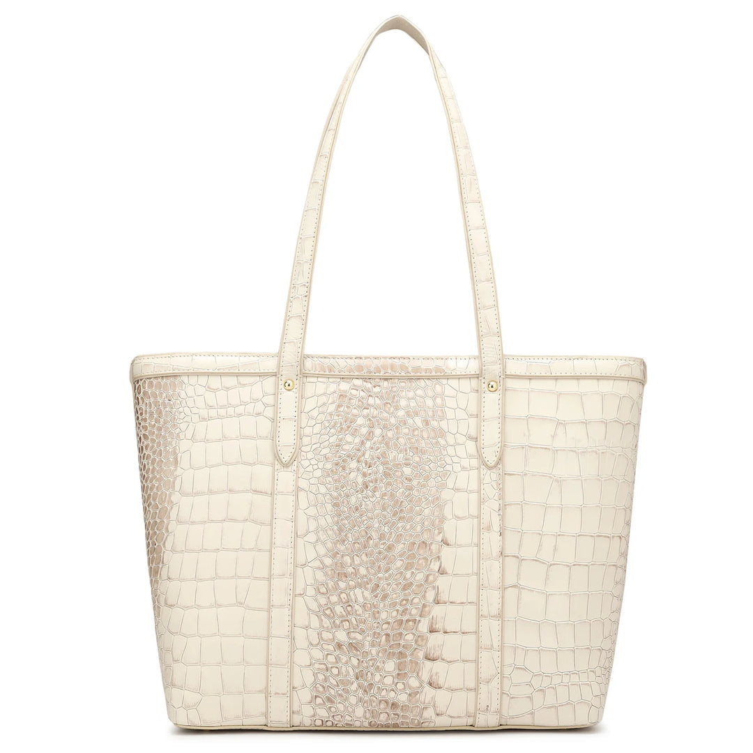 Large Croco Leather Tote - Frost