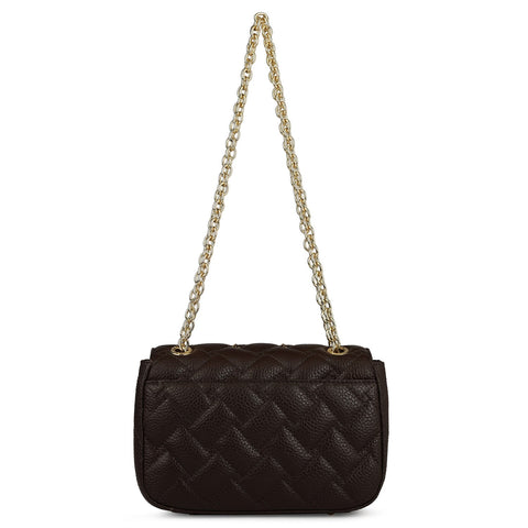 Da Milano Women's Leather Shoulder Bag - Small Quilting - Chocolate