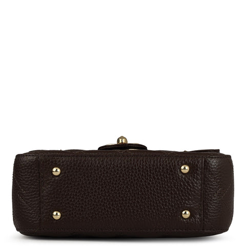 Da Milano Women's Leather Shoulder Bag - Small Quilting - Chocolate