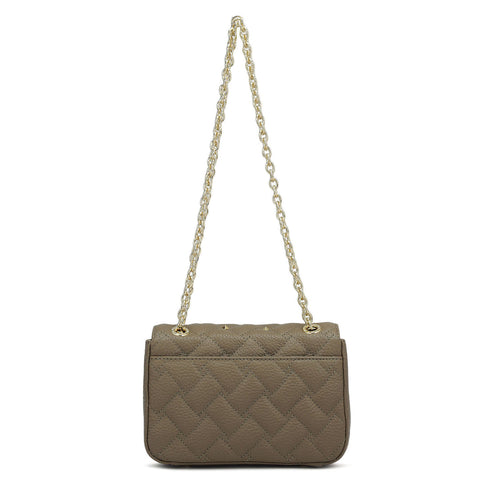 Da Milano Women's Leather Shoulder Bag - Small Quilting - Greyish Taupe