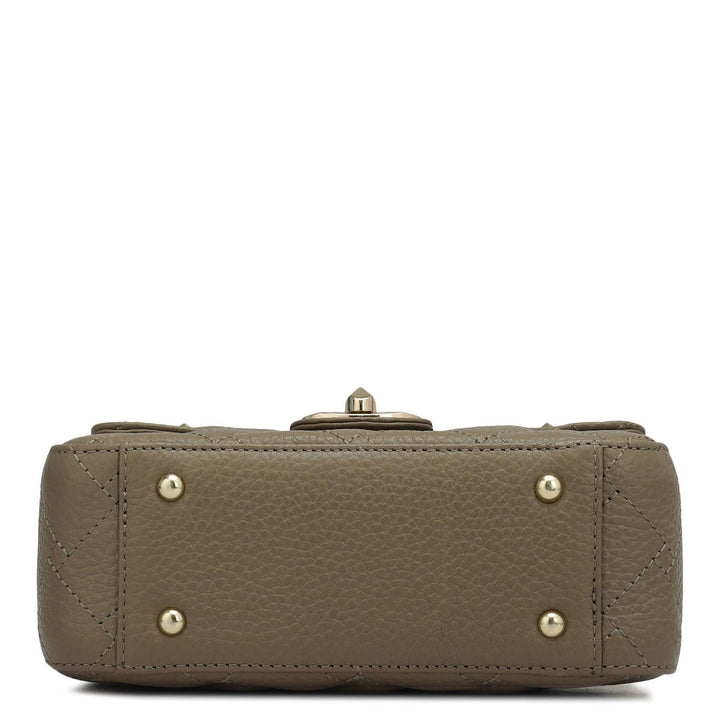Small Quilting Leather Shoulder Bag - Greyish Taupe