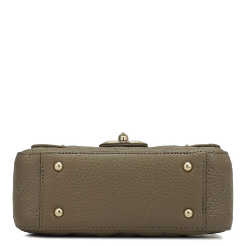 Da Milano Women's Leather Shoulder Bag - Small Quilting - Greyish Taupe