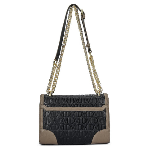 Small Monogram Leather Shoulder Bag - Black