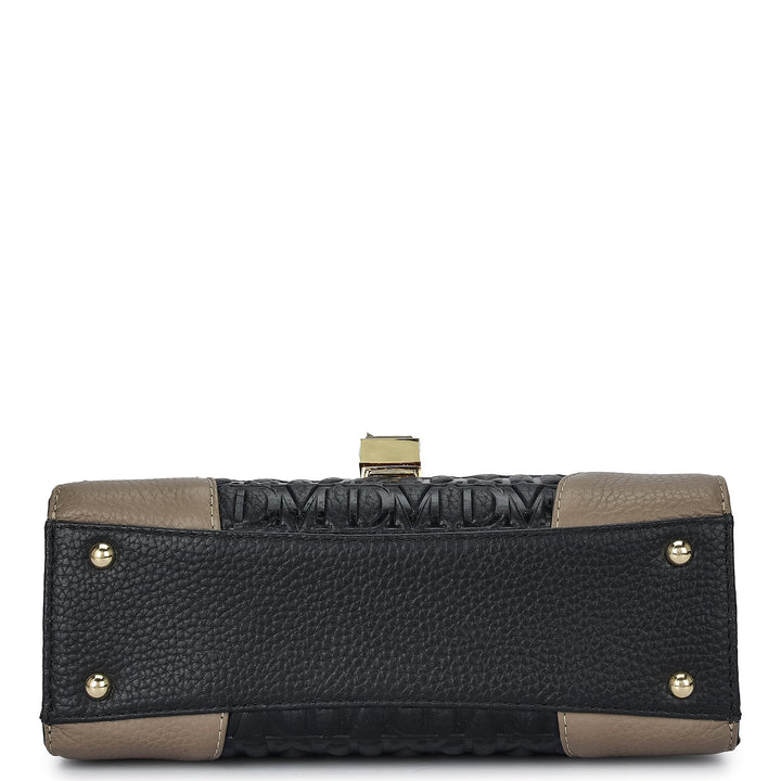 Small Monogram Leather Shoulder Bag - Black