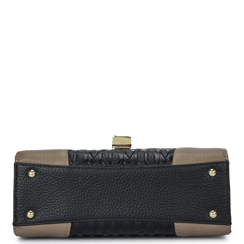 Small Monogram Leather Shoulder Bag - Black